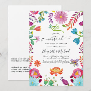 Invitation Fête mexicaine florale aquarelle Mariage virtuel