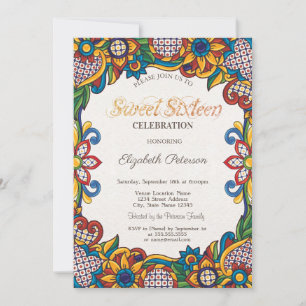 Invitation Fête mexicaine florale Sweet 16