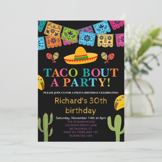 Invitation Fête mexicaine Taco Bout 30TH Hommes (Debout devant)