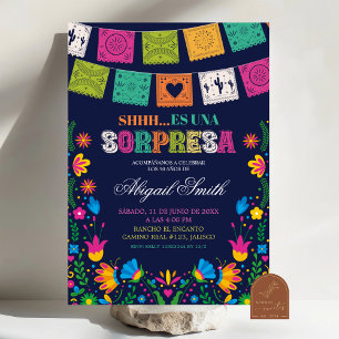 Invitation Fête mexicaine Talavera colorée sombre SORPRESA d'
