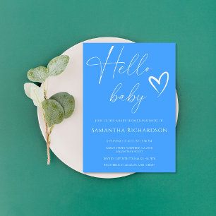 Invitation Fête minimale bleue pour bébé garçon