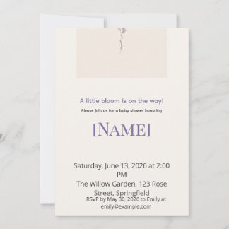 Invitation Fête minimale de bébé Fleur sauvage, modifiable