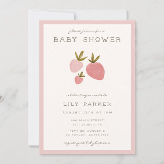 Invitation Fête minimale de bébé fraise