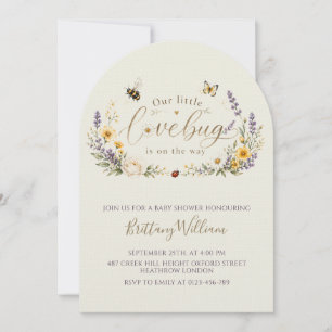 Invitation Fête minimale de douche de bébé Fleurs sauvages et