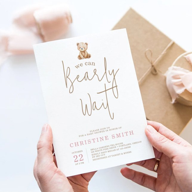 Invitation Fête minimale ours en peluche pour bébé (Créateur téléchargé)