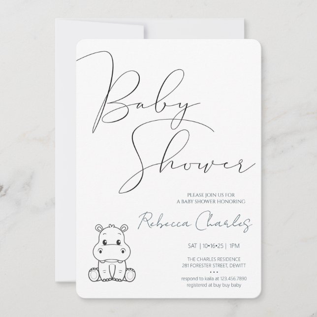Invitation Fête minimale pour bébé  (Devant)