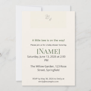 Invitation Fête minimale pour bébé abeille à miel, modifiable