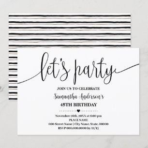 Invitation Fête Minimaliste Anniversaire Tout Âge