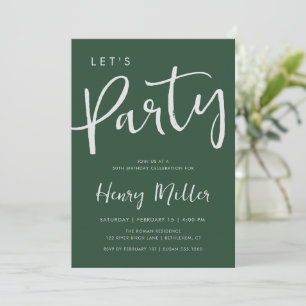 Invitation Fête minimaliste d'anniversaire vert