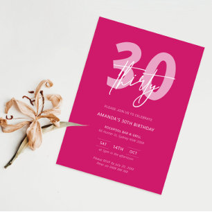 Invitation Fête minimaliste moderne Hot Pink 30e anniversaire