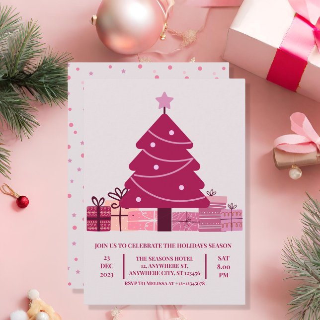 Invitation Fête minimaliste Red Merry Festive (Créateur téléchargé)