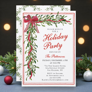 Invitation Fête Mistletoe Bow Fête de Noël moderne