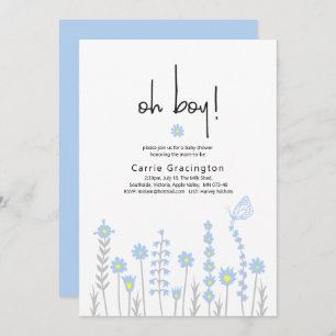 Invitation Fête moderne bébé Pastel Blue Douche Party