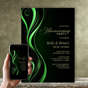 Invitation Fête moderne de chauffage vert noir