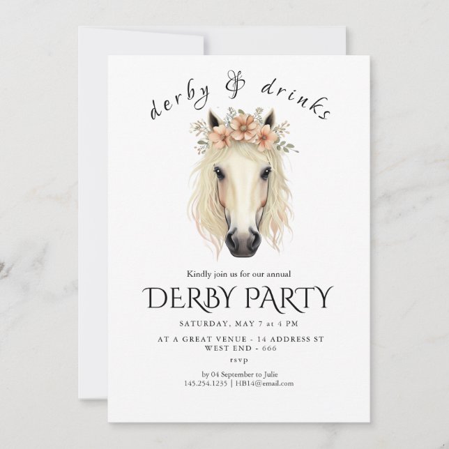 Invitation Fête moderne de derby de chevaux de course invitat (Devant)