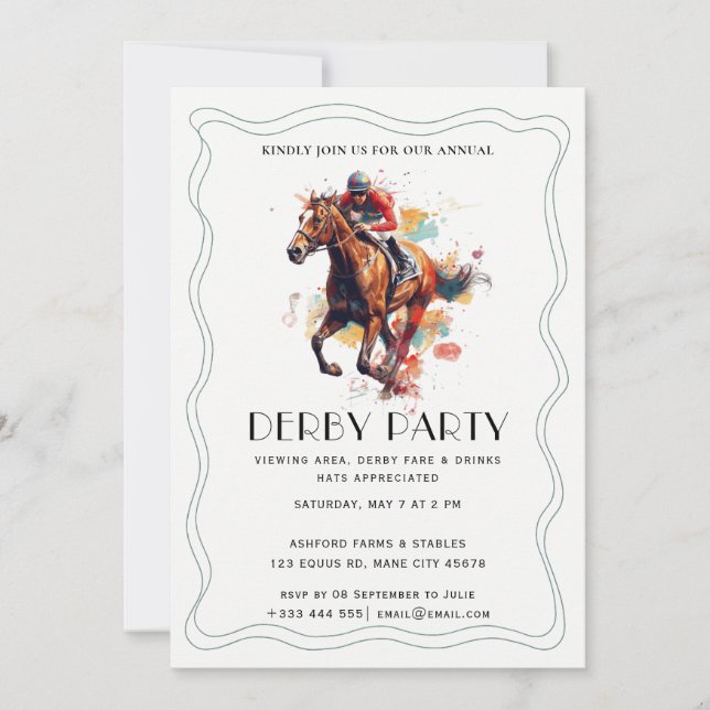 Invitation Fête moderne de derby de chevaux de course invitat (Devant)