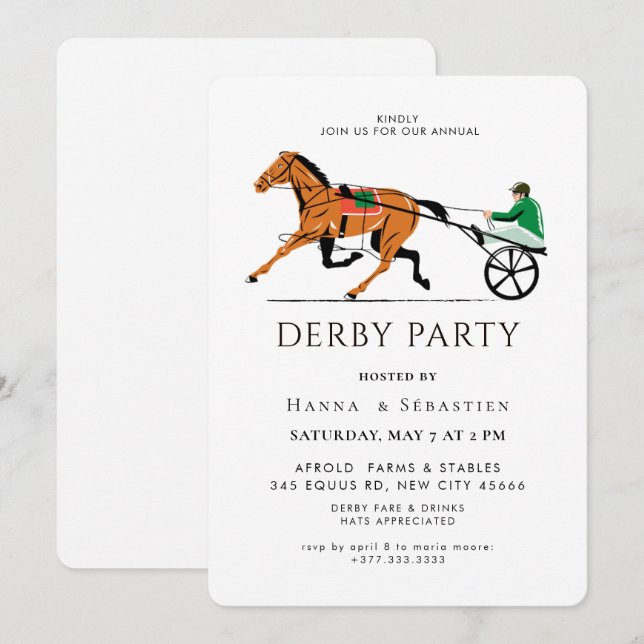 Invitation Fête moderne de derby de course de chevaux Équestr (Devant / Derrière)
