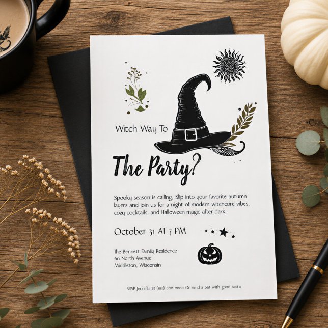 Invitation Fête moderne de Halloween monochrome sur le thème  (Créateur téléchargé)
