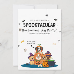 Invitation Fête moderne de Halloween pour chiens Howl O Ween