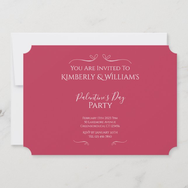 Invitation Fête moderne de la Saint-Valentin rose (Devant)