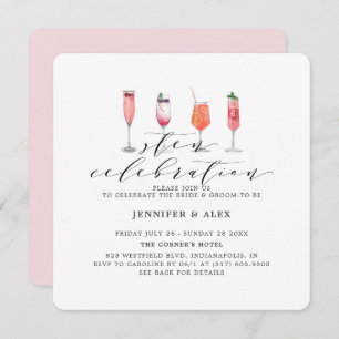 Invitation Fête moderne de la teinte blush