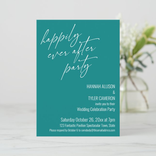 Invitation Fête Moderne de Mariage Heureux Après Tout Récepti (Debout devant)