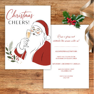 Invitation Fête moderne de Noël avec Santa et Cheers