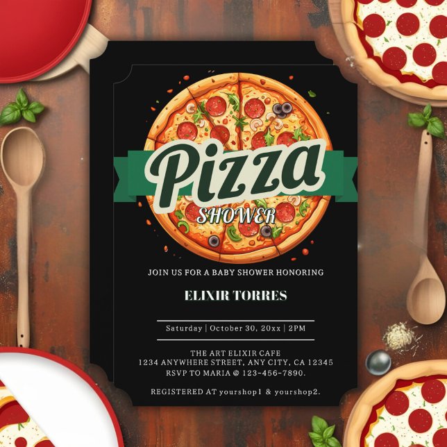 Invitation Fête Moderne de Pizza pour Baby Shower (Créateur téléchargé)