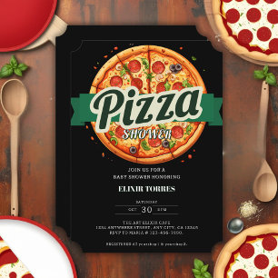 Invitation Fête Moderne de Pizza pour Baby Shower