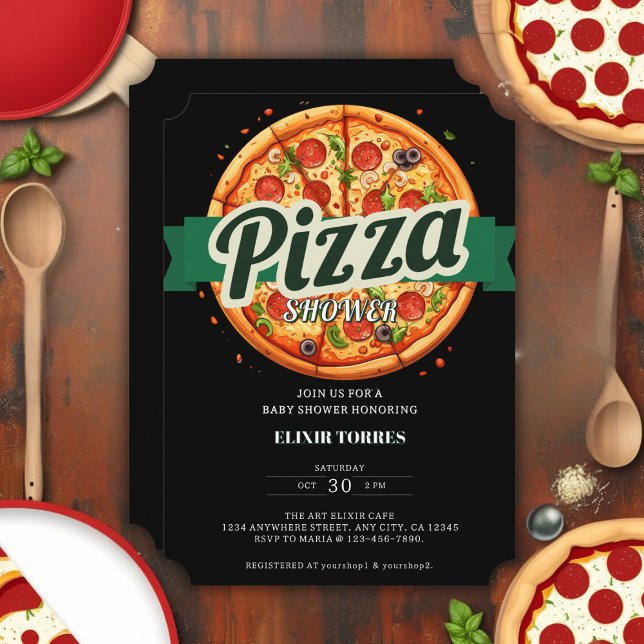 Invitation Fête Moderne de Pizza pour Baby Shower (Créateur téléchargé)