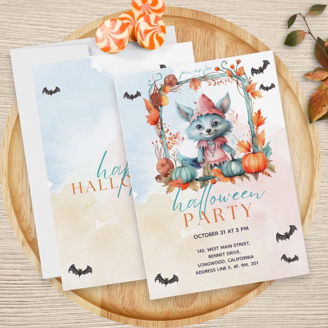 Invitation Fête moderne d'Halloween Renard Patch Citrouille P (Créateur téléchargé)