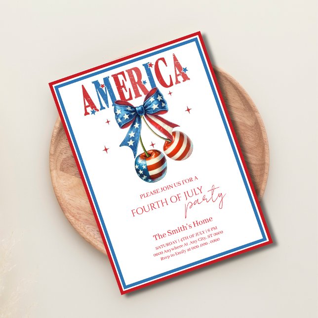 Invitation Fête moderne du 4 juillet Rouge Blanc & Bleu (Créateur téléchargé)