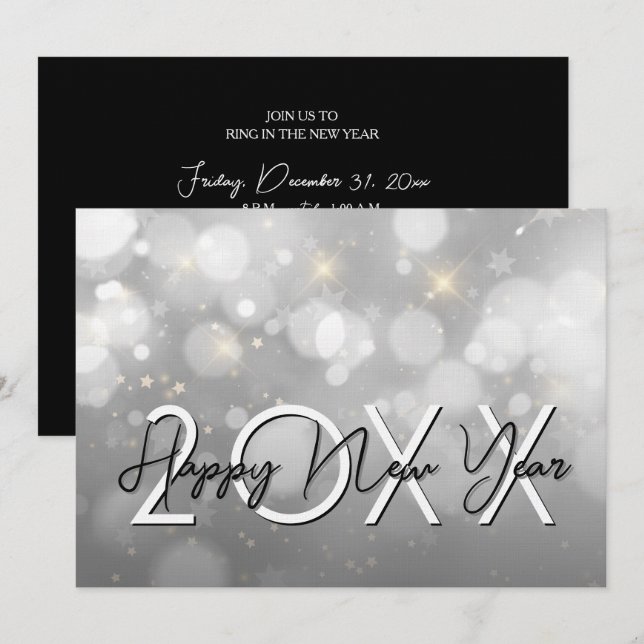 Invitation Fête moderne du Nouvel An (Devant / Derrière)