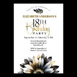 Invitation Fête moderne Noir et Or 18e anniversaire<br><div class="desc">Invitation moderne Black and Gold Daisy 18e anniversaire pour les femmes. Il Est Facile De Changer L'Exemple De Texte En Vous Propre En Cliquant Sur Personnaliser. Cliquez Sur Personnaliser/Modifier Avec L'Outil De Création Pour Modifier Le Type De Police, La Couleur De Police, La Taille De Police, Ou Pour Ajouter/Supprimer/Modifier Le...</div>