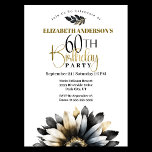 Invitation Fête moderne Noir et Or 60e anniversaire<br><div class="desc">Moderne Black and Gold Daisy 60e Anniversaire Invitation Pour Femmes. Il Est Facile De Changer L'Exemple De Texte En Vous Propre En Cliquant Sur Personnaliser. Cliquez Sur Personnaliser/Modifier Avec L'Outil De Création Pour Modifier Le Type De Police, La Couleur De Police, La Taille De Police, Ou Pour Ajouter/Supprimer/Modifier Le Texte...</div>