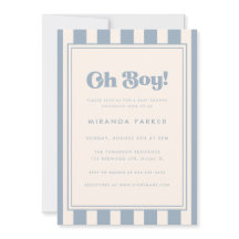 Fête Moderne "Oh Boy!" Rayée Bleue et Beige pour B