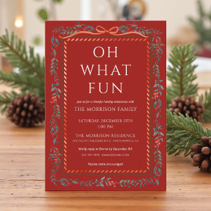 Invitation Fête moderne rouge de Noël avec du houx