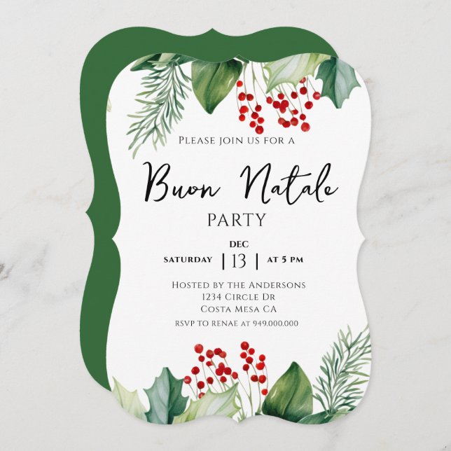 Invitation fête nationale de Noël italienne (Devant / Derrière)