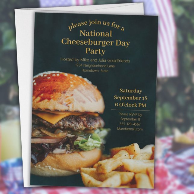Invitation Fête nationale du jour du cheeseburger (National Cheeseburger Day Party Invitation)