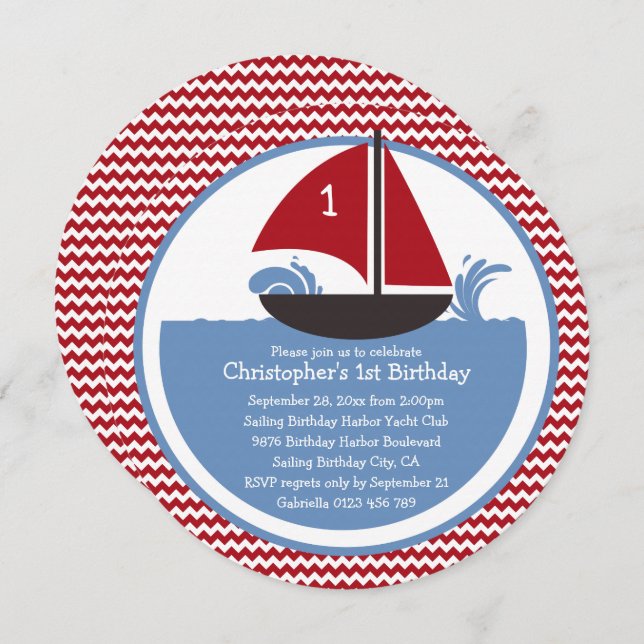 Invitation Fête Nautique du 1er anniversaire du Red Chevron m (Devant / Derrière)