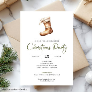 Invitation Fête Neutre Sage Brun Clair Noël