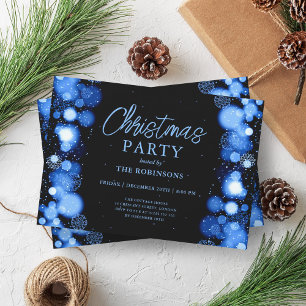 Invitation Fête Noël Marine Lumière de neige bleue