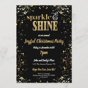 Invitation Fête Noire Noire Et Étincelante