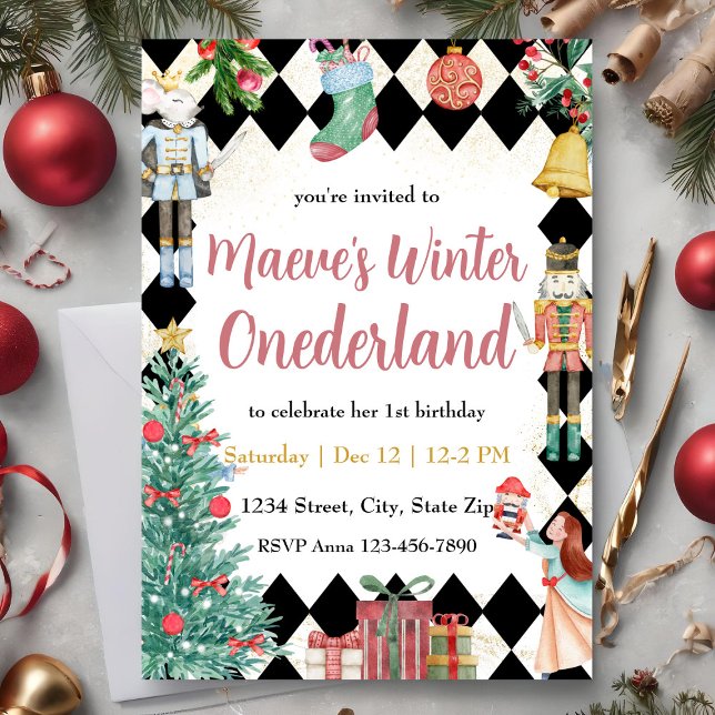 Invitation Fête Nutcracker Hiver Onederland (Créateur téléchargé)