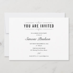 Invitation Fête officielle de graduation noire et blanche