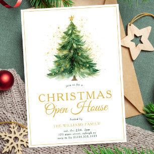 Invitation Fête Open House de l'arbre de Noël moderne