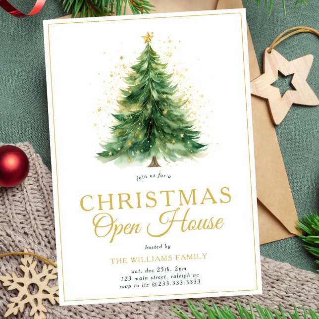 Invitation Fête Open House de l'arbre de Noël moderne (Créateur téléchargé)