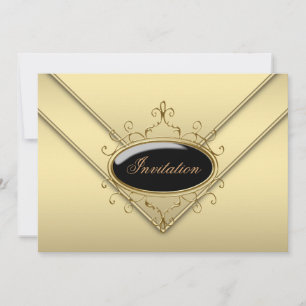 Invitation Fête Or Noir