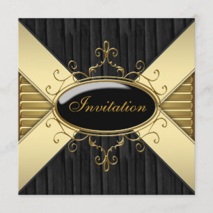 Invitation Fête Or Noir