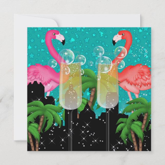 Invitation Fête paradisiaque dans le style lumières vives - S (Devant)